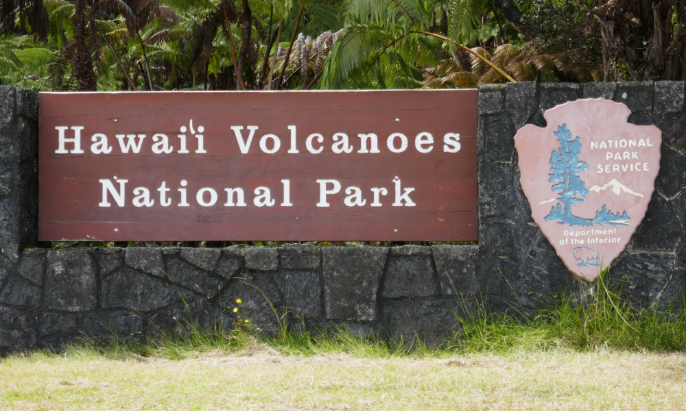 Hawaii Volcanoes National Park entrance sign